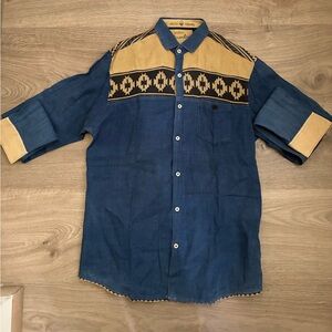 Men’s linenlove Aztec Rodeo Western Print Button Down Shirt, Size XL